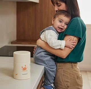 Miniland - Thermos Bebè per Alimenti 600ml in Acciaio Inox, Mantiene la Temperatura per oltre 24h, Chiusura Ermetica e Isolamento a Doppia Parete (Crabsy)