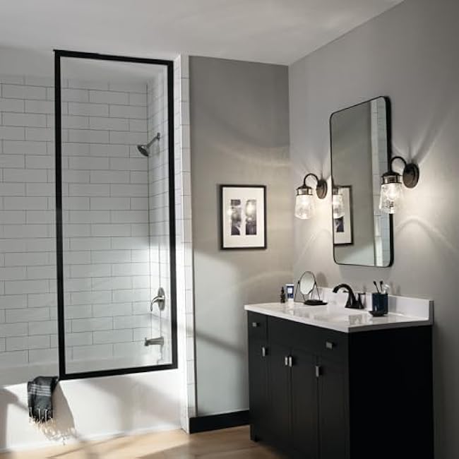 Kichler Lyndon 11.25 Wall Sconce in Architectural Bronze, 1-Light Indoor Outdoor Wall Light with Clear Seeded, (11.25 H x 5 W), 49444AZ