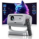 4K Supported Smart Projector with WiFi 6 and Bluetooth 5.1, FHD 1080P Portable Projector with Auto Focus Keystone, Max 300" Screen for Bedroom Ceiling, Camping, iPhone Android TV Stick Compatible