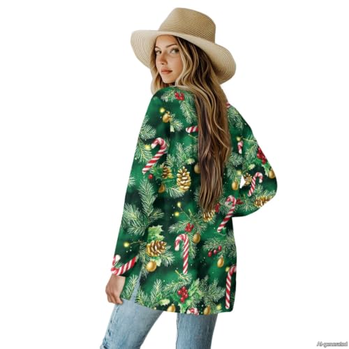 Image of Forchrinse Red Ladybug Cardigan for Women Causal Long Sleeve Open Front Cardigans Sweater Fashion 2024 Fall Coat with Pockets