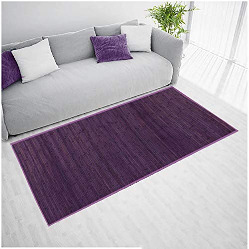 Hogar y Mas Alfombra Pasillera, Salón o Dormitorio, Madera de Bambú Natural, Lila. - A