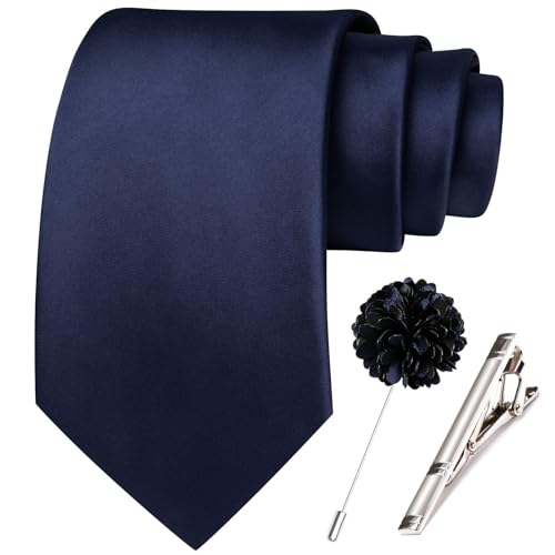Image of Hi-Tie Men's Extra Long Solid Satin Tie Set 63 Inch /70 Inch Formal Necktie