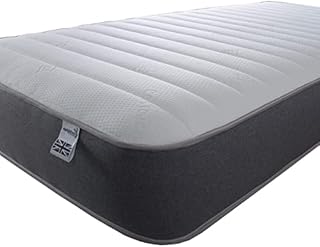 Starlight Beds  3ft Single Mattress. 9 Inch Deep Sprung Single Memory Fibre Mattress with a Luxurious Jersey Knitted Fabric and Grey Border (3ft x 6ft3)