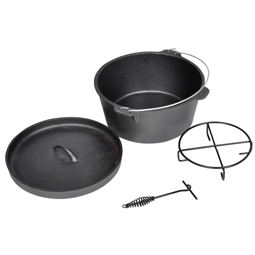 Garnek żeliwny Dutch Oven 9QT, pojemność 8,8 l, z pokrywką, podnośnikiem pokrywy, stojakiem i torbą do gotowania, duszenia, smażenia i duszenia w piekarniku i kuchence