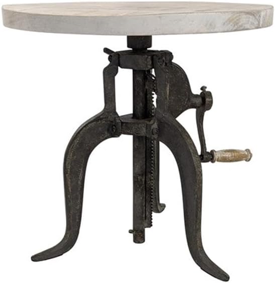 Carolina Classic Regan Adjustable Crank Accent Table in Driftwood/Aged Iron