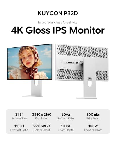 Image of P32D 32'' UHD 4K Glossy Monitor (Honeycomb - with Stand)