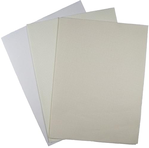 Image of KCS 3 pc of 12 inch x 18 inch (30cmx45cm) 16CT Counted Cross Stitch Cotton Aida Cloth Fabric (White+Antique White+Cream)