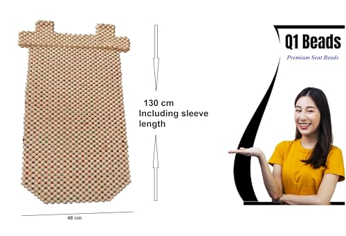 Image of Q1 Beads XXLBeige Wooden Car Beaded Seat Cover Cushion Suitable for All The Cars & SUVs, Office Chair, Home Chair (Universal Fit, 1 Pack)