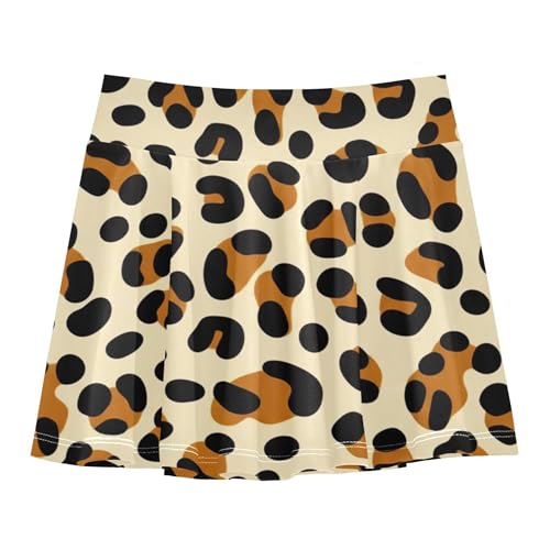Joisal Clothes Athletic Shorts for Girls Skorts Tennis Skirts Toddler Pleated Leopard Print Black Brown 4t