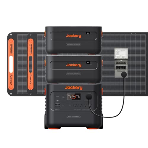 Jackery Explorer 2000 Plus Kit (6kWh)+Manual Transfer Switch, 6128 Wh Home Backup Power System with 2 * 200W Solar Panels, 2*LiFePO4 Battery Packs,for Power Outages, Emergencies