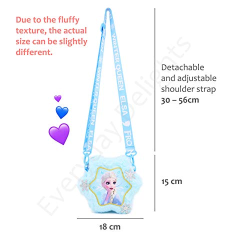 Princess Frozen Elsa Plush Crossbody Shoulder Handbag In Snowflake Shape For Girls Kids Children thumb #2