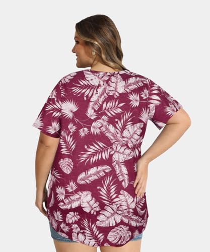 Image of RITERA Women Plus Size Tops Tie Dye V Neck Shirt Floral Camo Summer Short Sleeve Tunic Oversized Ladies Blouse XL-5XL