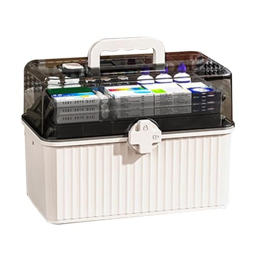 Contenedor médico transparente de gran capacidad con 3 niveles y asa 2