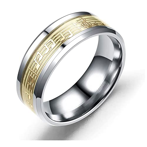 NJKM Hombre Mujer De Acero Inoxidable Símbolo De Música Anillo Luminoso Pareja Hembra Lindo Romántico Cumpleaños Regalo Joyería Fiesta Anillo De Personalidad (Color : Gold, Size : 12) Cover