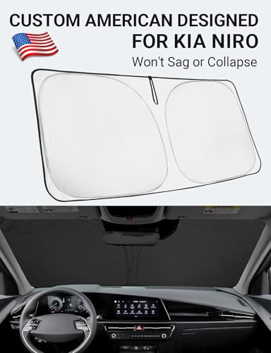 Image of Proadsy 2026 Upgrade Front Windshield Sun Shade Foldable Sunshade Protector Custom Fit 2017-2022 Kia NIRO Accessories