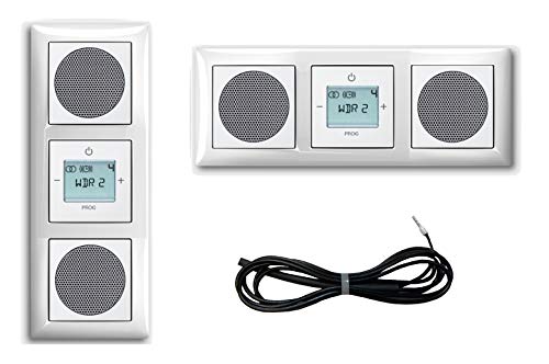 Busch Jäger Unterputz UP Digitalradio 8215 U (8215U) Komplett-Set Balance SI alpinweiß + 2 x Lautsprecher + 3 Fach Rahmen inkl. Abdeckungen + 3 Meter