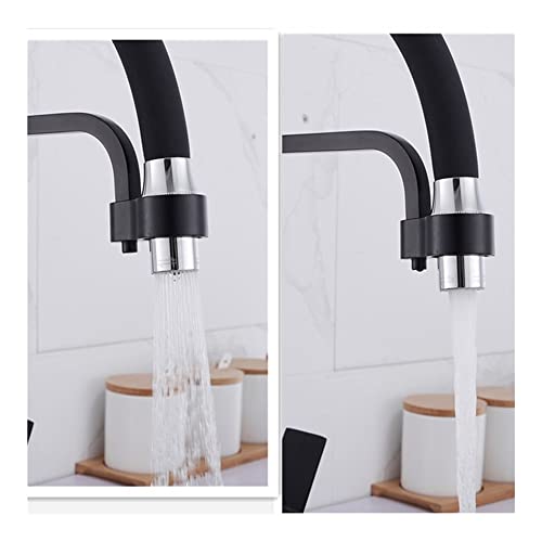 Robinet de cuisine mitigeur multifonction rotatif 360° laiton noir - 5