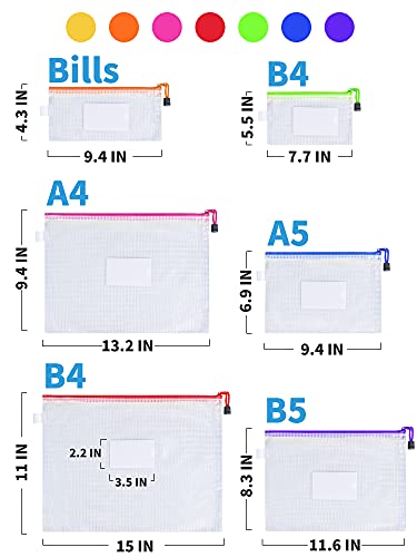 Jarlink 20 Pack 10 Colors Zipper Mesh Pouch And Jarlink 14 Pcs 6 Sizes Plastic Envelopes Zip Envelopes Files #TOP2