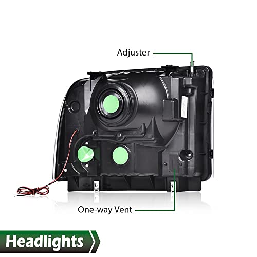 Image of GRAND ORANGE LED DRL Headlights Assembly, Compatible with 2005 2006 2007 Ford F250 F350 F450 F550 Super Duty bumper Headlamp, Amber Corner Headlight(Clear lens Chrome Housing Clear Reflector)