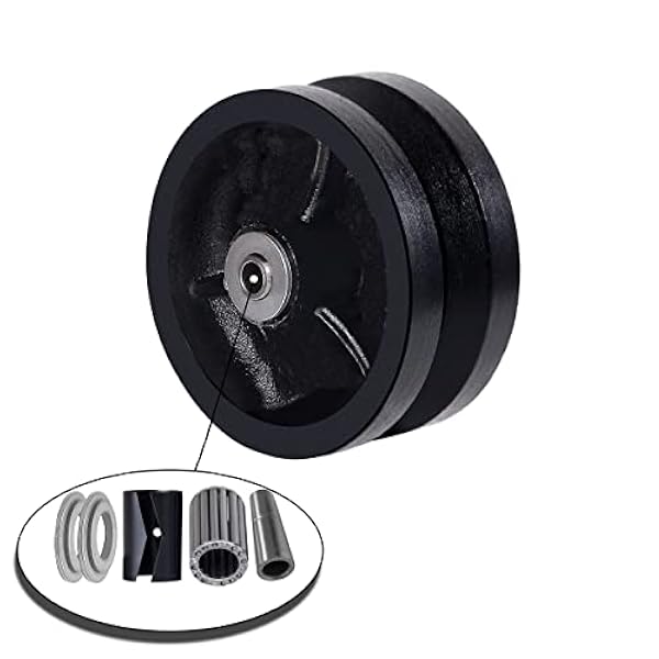 SYRATION Rueda de plata con ranura en V de hierro fundido de 4 "x1-1/2" con capacidad de rodamiento de rodillos rectos de hasta 800 libras (1 rueda negra)