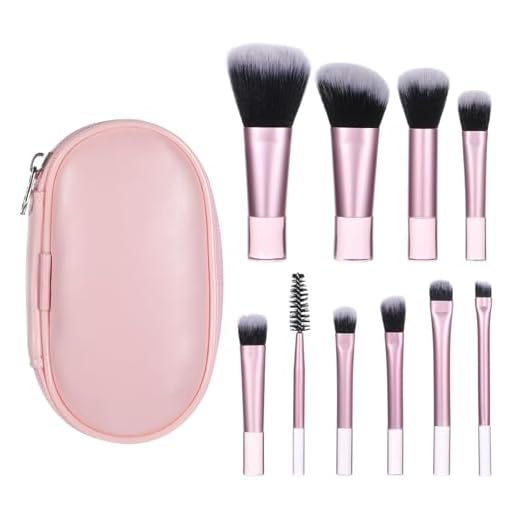 10 Pcs Mini Travel Makeup Brush Set With Pouch Pink Portable Travel Size Makeup Brushes Professional Cosmetic Brush Travel Essentials kits for Women Girls Brush Blush Powder Eye Shadow
