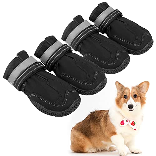 Ewolee 4 botas para perros cálidas, resistentes a la abrasión, antideslizantes, para perros medianos y grandes (4#)