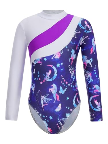 MSemis Leotardos Danza Niñas Maillot Gimnasia Rítmica Body Brillante de Manga Larga Maillot de Danza Disfraz de Bailarina Ballet 3-16 Años Azul marino 5-6 años