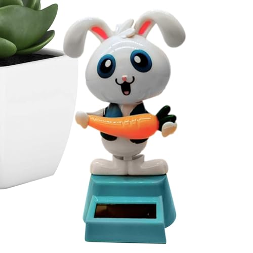 Lapin Dansant Solaire, Figurines Solaires Pour Voiture, Jouet Solaire Lapin De Pâques, Danseur De Tableau De Bord De Voiture, Figurine De Lapin Solaire Mignonne, Lapin À Tête Tremblante De Voiture