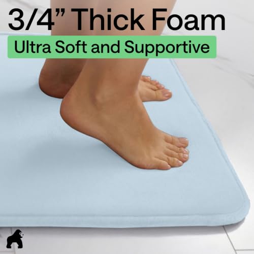 Image of GORILLA GRIP Memory Foam Bath Rugs, Soft Absorbent Velvet Bathroom Mats, Durable Dots on Underside, Machine Washable Bathmat, Carpet Rug Room Decor for Shower Floor, 30x20 Mat, Light Blue