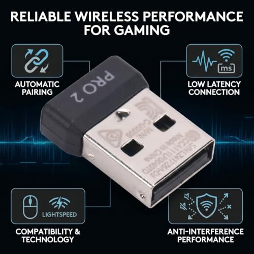 Receptor USB para Mouse PRO 2, Dongle de emparejamiento automático con tecnología inalámbrica Lightspeed, latencia baja estable para gaming miniatura 4