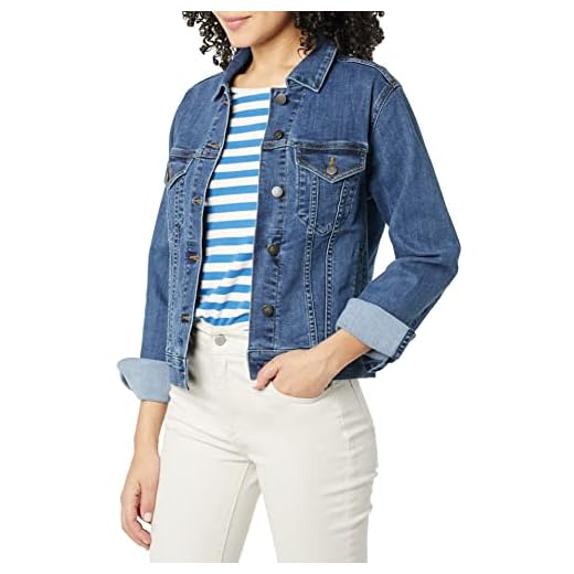 Amazon Essentials Veste en Jean (Disponible en Grande Taille) Femme, Délavé Moyen, M