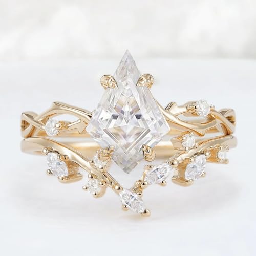 Vintage Moissanite Wedding Ring Set for Women White/Yellow/Rose Gold 1/1.5/2 Carat Moissanite Bridal Ring Set S925/10K/14K/18K Gold Custom Engraved Engagement Ring Set for Bride Wife4