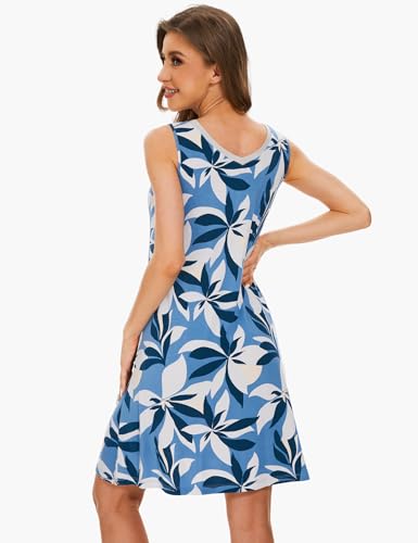 Image of GYS Cooling Bamboo Viscose Nightgowns for Women, Lightweight Sleeveless V Neck Sleep Shirt for Hot Sleepers, Soft Night dress