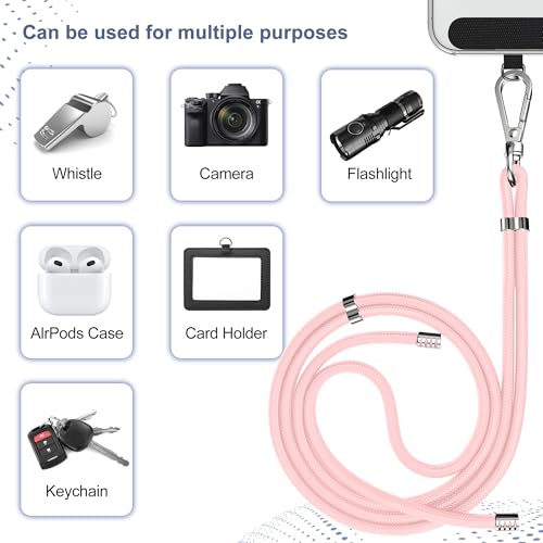 Image of takyu Phone Lanyard, 2 Pack Adjustable Cell Phone Lanyard Crossbody Neck Strap & 2 Pack Phone Wrist Strap with Tether Tabs Compatible for iPhone Android Smartphones-Black LPink