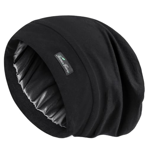 Image of Satin Lined Sleep Slouchy Cap Curly Girl Slap Headwear Gifts For Frizzy Hair Women