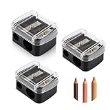 3 Stück Makeup Sharpener Anspitzer, Dual Bleistift Spitzer für Kajalstifte Eyeliner, Kosmetik Doppelspitzer mit Auffangbehälter, Tragbare Spitzer für Dicke und Dünne Stifte, Make-up Zubehör