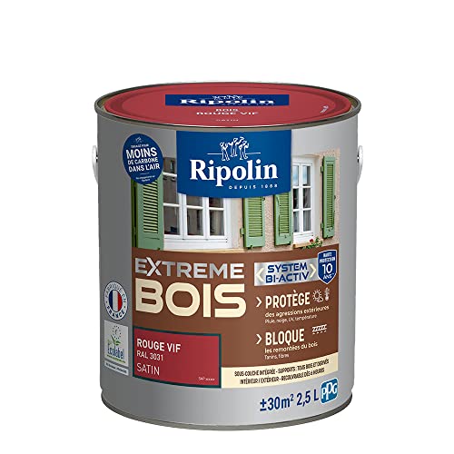 RIPOLIN - Peinture pour Bois Intérieur/Extérieur - Sans Sous-couche Ultra-couvrant - Résiste aux Intempéries, UV et Chocs - Protège et Magnifie -...