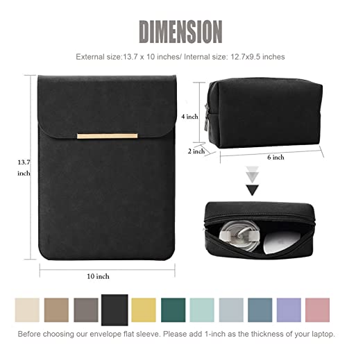 Kalidi 13.3-14 Inch Laptop Sleeve Case Faux Suede Leather For 13.3 13.5 13.6 14 Inches Macbook Air Pro Retina 13"-14" Surface Pro With Pouch #TOP1