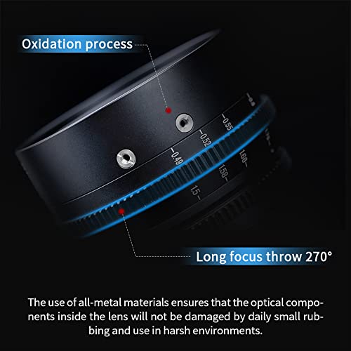 7artisans 25mm T1.05 Large Aperture Cine Lens Wide-Angle Manual Focus Low Distortion Mini Cinema Lens Compatible for Sony E Mount Mirrorless Camera, Black