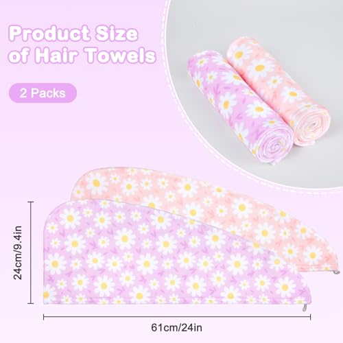 Image of FIOBEE Microfiber Hair Towel Wrap for Kid Girls Rapid Drying Hair Turbans | Absorbent & Soft Hair Wrap Towel, Easy Wear On With Button, For Girls Women Long Curly Hair, Turbie Twist Hair Towels