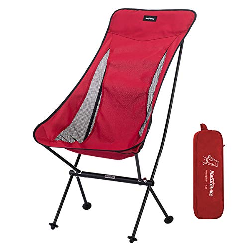 Naturehike アウトドアチェア ハイバック 超軽量 キャンプ椅子 折りたたみ コンパクト 背もたれ イス ヘッドレスト付 お釣り ピクニック ハイキング 収納バッグ付 耐荷重150kg (レッド)