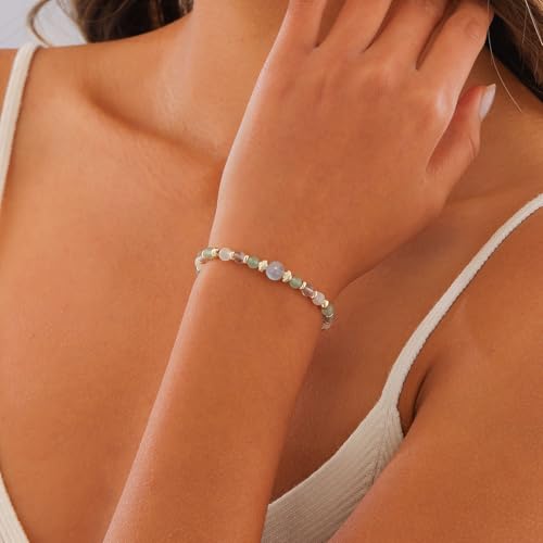 Image of Triple Threat Protection Anxiety Relief Gifts for Women,Natural Healing Crystal Bracelet Evil Eye Jewelry for Her Friends