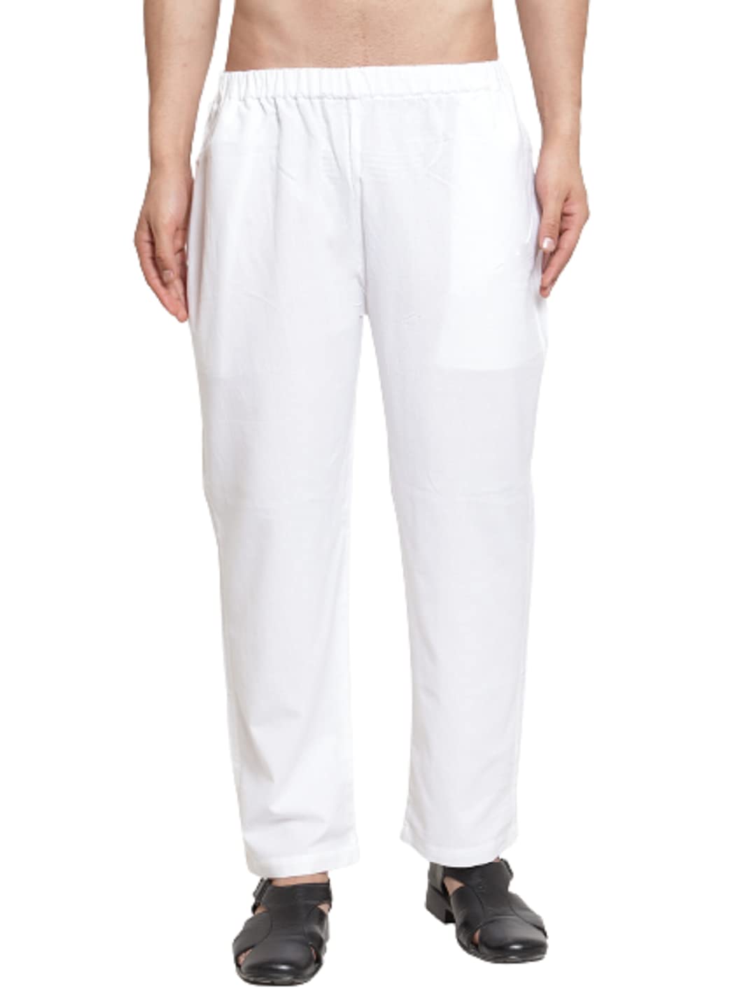 neudis by Dhrohar Cotton Lounge/Pajama Pants Elastic Wistband For Men With Side Pockets - White-picture-11