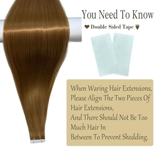 Image of Tape in Hair Extensions,20pcs 50g 24 Inch Light Blonde Highlighted Golden Blonde Hair Extensions Straight Tape in Extensions Double Sided for Skin Weft Synthetic Hair