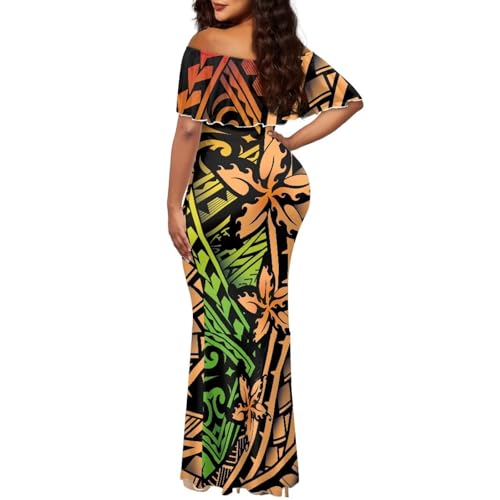 Image of Polynesian for Women S-7XL Off Shoulder Maxi Dress Hawaiian Summer Dresses