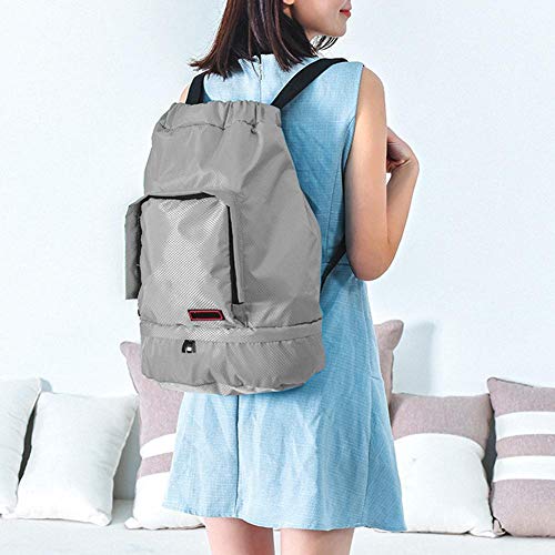 Ichiias Mochila esportiva de grande capacidade, prática à prova d'água para escola em casa (cinza)