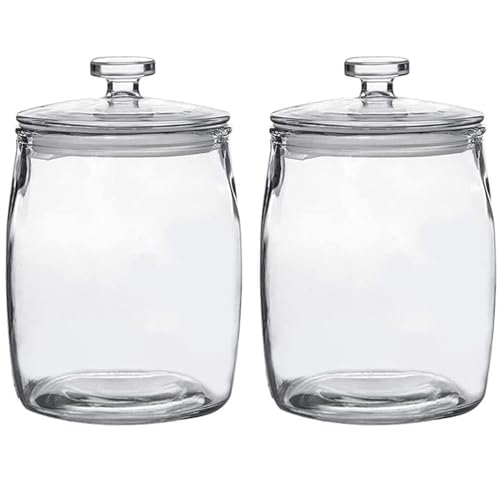 Ritayedet Half Gallon Glass Jars with Lid, Wide Mouth Cookie Jars Set of 2, Apothecary Jar for Candy, Glass Canisters for Kitchen Storage and Laundry Organization