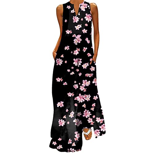 KQKAQJW Vestidos maxi femininos sexy estampado colado ao corpo, sem mangas, comprimento até o chão,