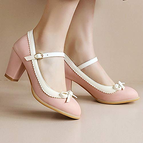 AIMODOR Womens Chunky Mary Jane Vintage Rockabilly Heeled Ankle Strap Pumps3