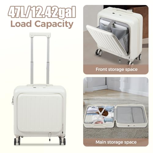 18" Carry On Luggage, Travel Luggage Suitcase with Cup Holder/Usb Interface/Password Lock, Portable Carry On Suitcase with Wheels for Business or Trip,66.14 lbs Large Capacity2